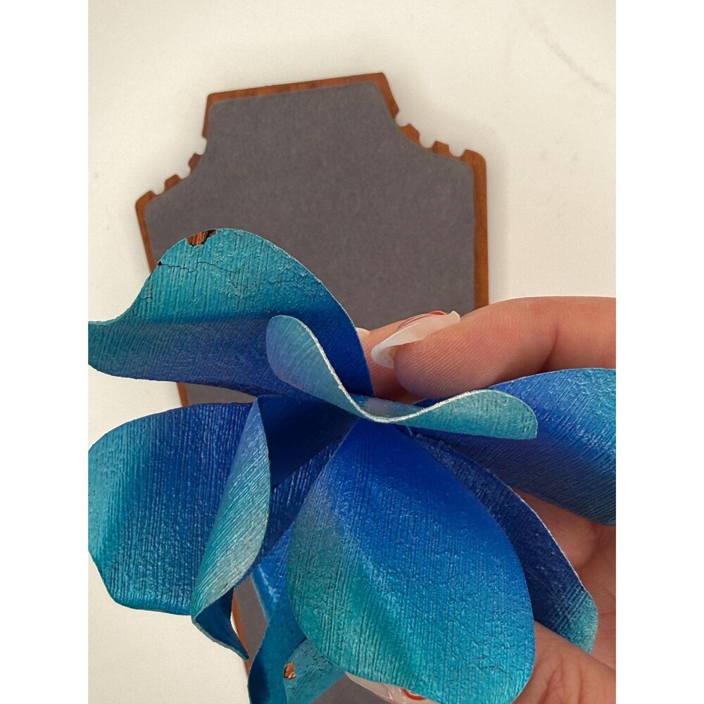 Vintage Sculptural Blue Ombre Metal Flower Statement Brooch Large Floral Pin - Picture 8 of 11